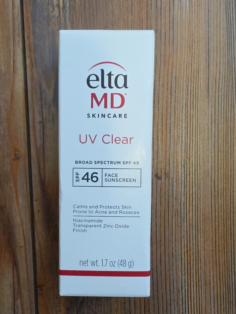 EltaMD UV Clear Facial Sunscreen Box - White with Red Accents